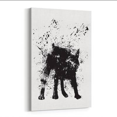 Noir Gallery Dog Animal Street Art Illustration Canvas Wall Art Print