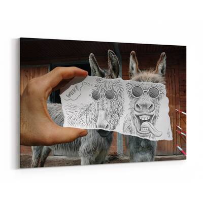 Noir Gallery Animal Humor Donkey Photo Canvas Wall Art Print