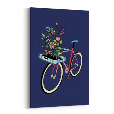 Noir Gallery Floral Sports Cycling Illustration Canvas Wall Art Print