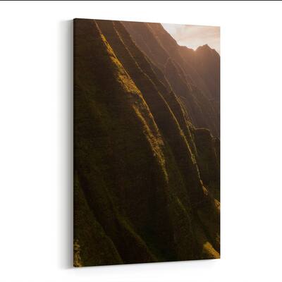 Noir Gallery Napali Coast Hawaii Beach Aerial Canvas Wall Art Print