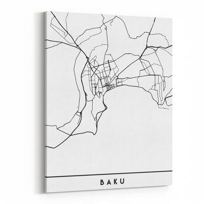 Noir Gallery Baku Azerbaijan Urban Map Canvas Wall Art Print