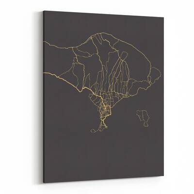 Noir Gallery Bali Indonesia Urban Map Canvas Wall Art Print