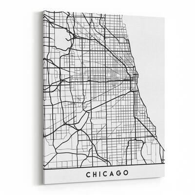 Noir Gallery Chicago Illinois Urban Map Canvas Wall Art Print