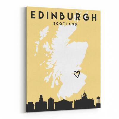 Noir Gallery Edinburgh Scotland Heart Urban Map Canvas Wall Art Print