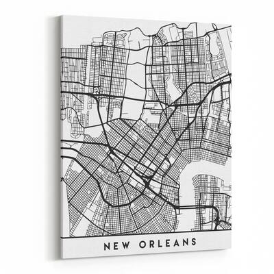 Noir Gallery New Orleans Louisiana Urban Map Canvas Wall Art Print