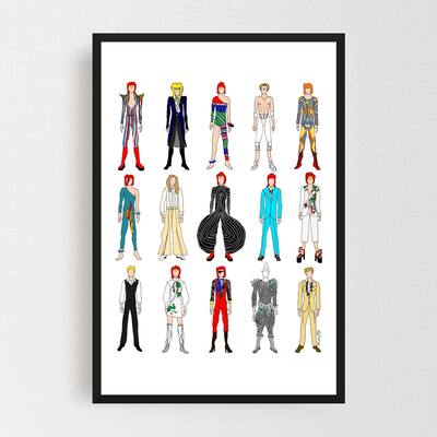 Noir Gallery Music David Bowie Illustration Framed Art Print
