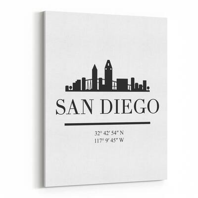 Noir Gallery San Diego California Skyline Canvas Wall Art Print