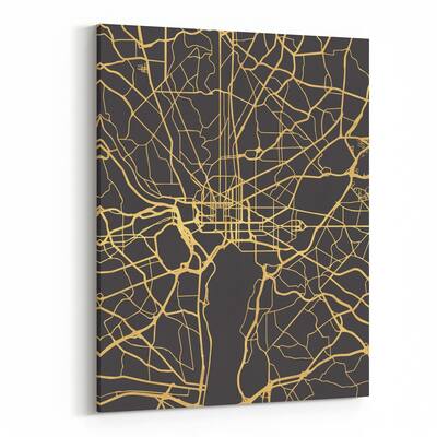 Noir Gallery Washington DC Map Canvas Wall Art Print