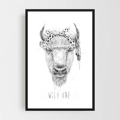 Noir Gallery Animal Scarf Bison Illustration Framed Art Print