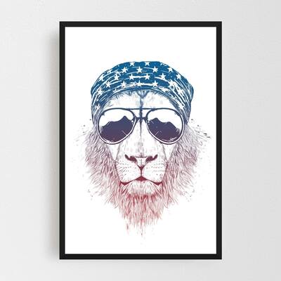 Noir Gallery Animal Lion Sunglasses Illustration Framed Art Print