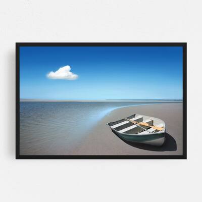 Noir Gallery Mont Saint Michel France Beach Boats Framed Art Print