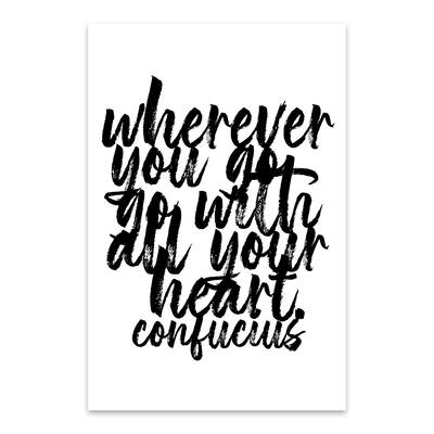 Noir Gallery Heart Religion Confucius Typography Metal Wall Art Print