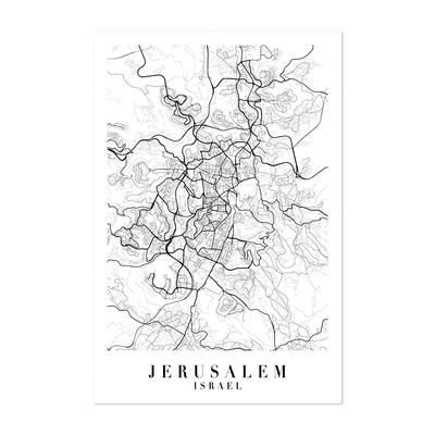 Noir Gallery Jerusalem Israel Minimal Map Unframed Art Print/Poster