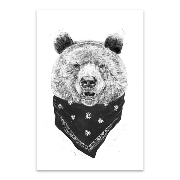 Shop Noir Gallery Animal Bear Illustration Metal Wall Art Print ...
