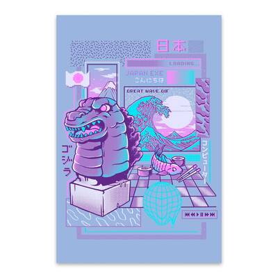 Noir Gallery Japanese Godzilla Illustration Metal Wall Art Print