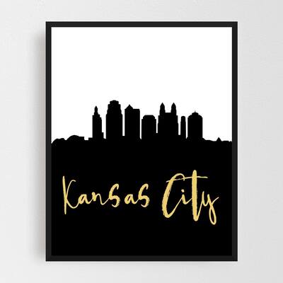 Noir Gallery Kansas City Skyline Framed Art Print