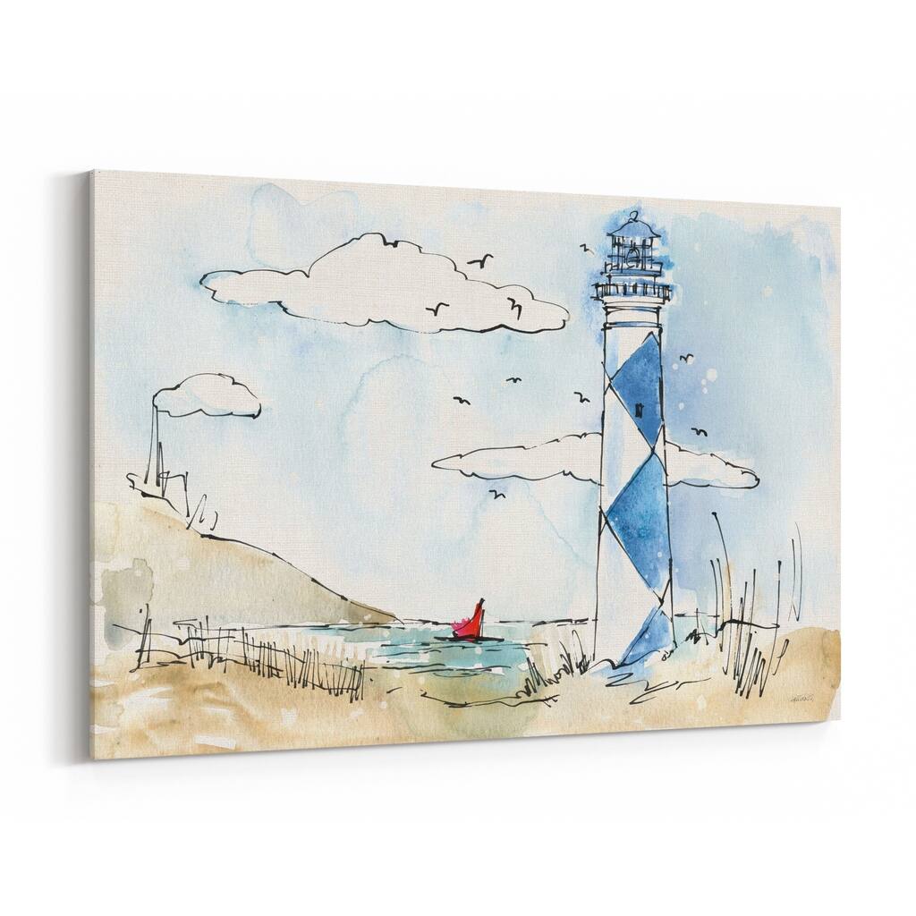 Noir Gallery Beach Lighthouse Nautical Canvas Wall Art Print