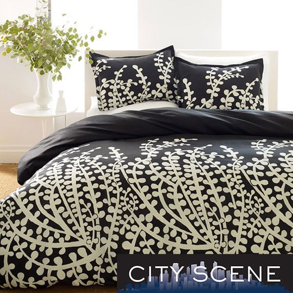 City Scene Branches Black 7-piece Bed in a Bag with Sheet Set