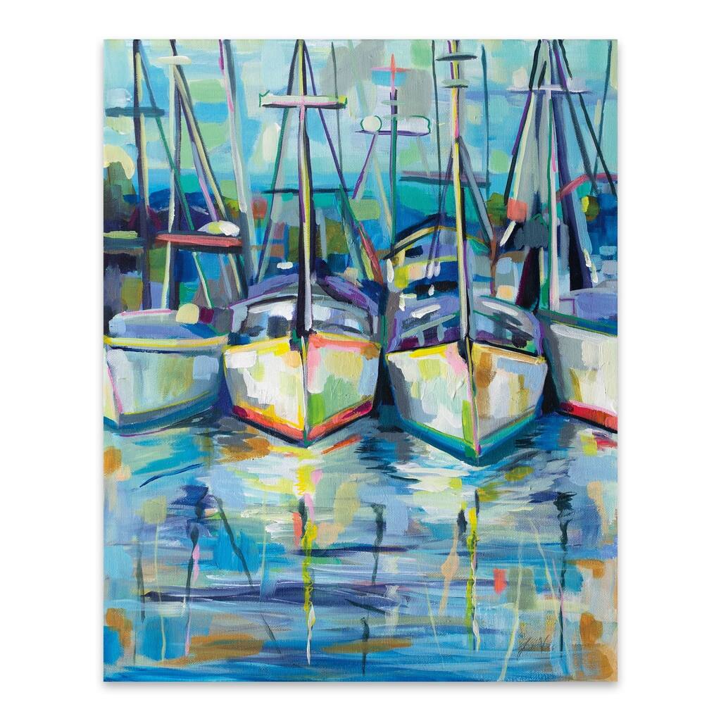 Noir Gallery Beach Nautical Boats Illustration Metal Wall Art Print