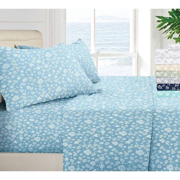 Shop Floral Queen Bedding/ Sheet Set in Blue by Lux Decor Collection 4