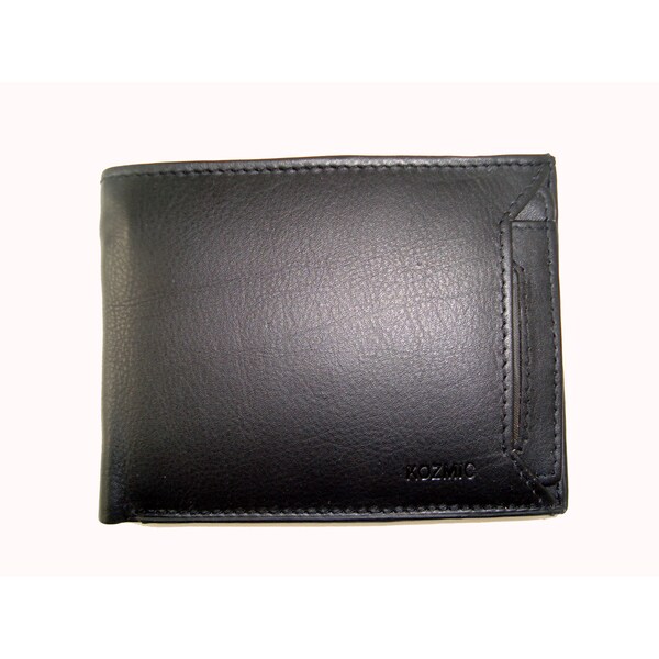 Kozmic Brand Men's Black Leather Bi fold Wallet Kozmic Other Travel Accessories