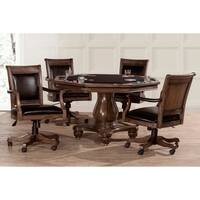 Copper Grove Carolina 5-piece Weathered Walnut Game Table with 4 Caster Chairs