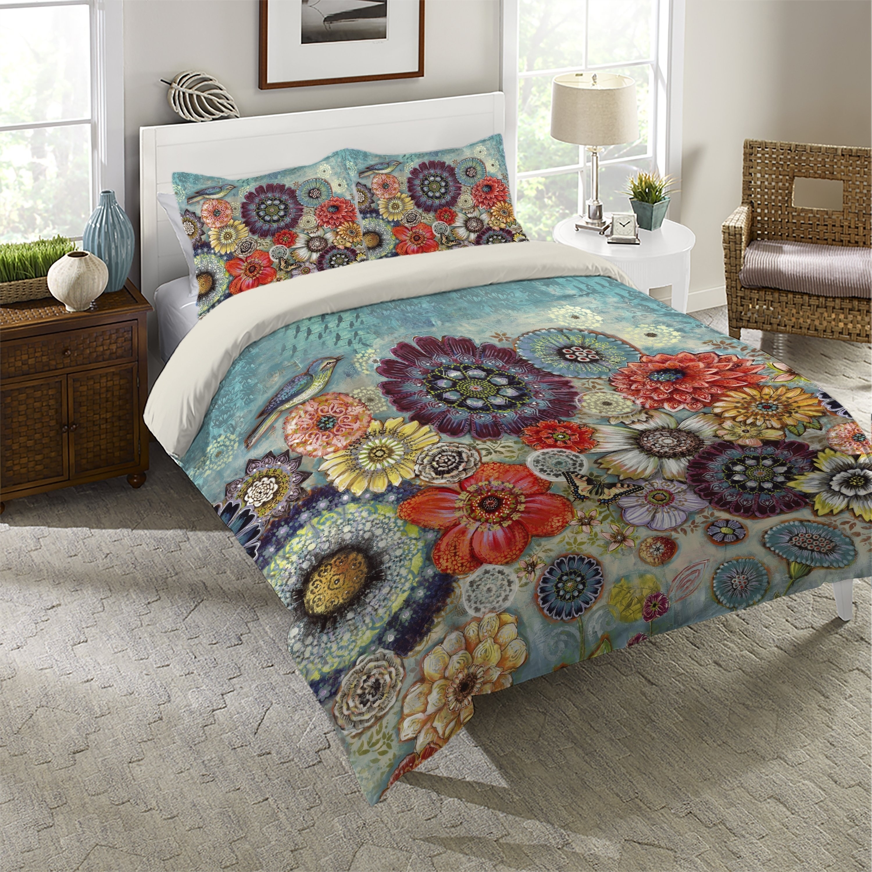 Blue Bird Boho Twin Comforter Overstock 30481401