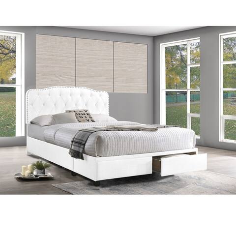 Best Quality Furniture Storage Beds with Button Tufted Headboard and Nailhead Trim