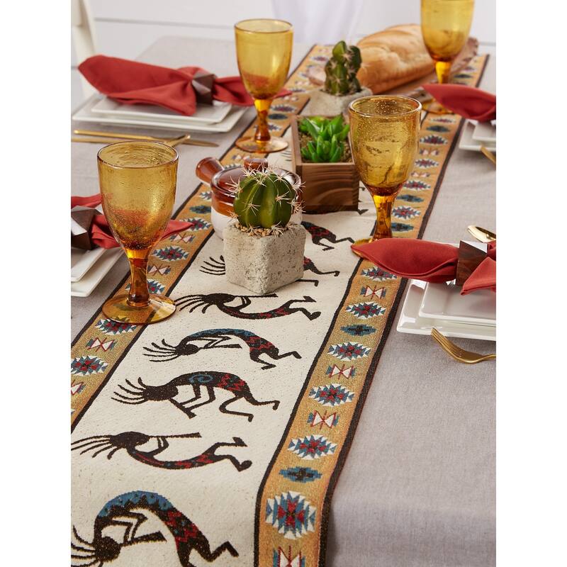 DII Hacienda Stripe Kitchen Textiles, 13x72", Kokopelli Tapestry, 1 Piece - Table Runner, 13x72