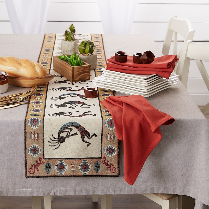DII Hacienda Stripe Kitchen Textiles, 13x72", Kokopelli Tapestry, 1 Piece - Table Runner, 13x72