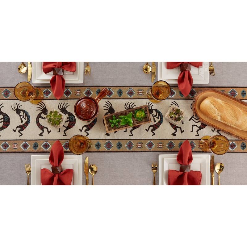 DII Hacienda Stripe Kitchen Textiles, 13x72", Kokopelli Tapestry, 1 Piece - Table Runner, 13x72