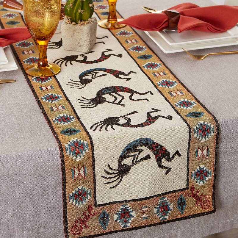 DII Hacienda Stripe Kitchen Textiles, 13x72", Kokopelli Tapestry, 1 Piece - Table Runner, 13x72