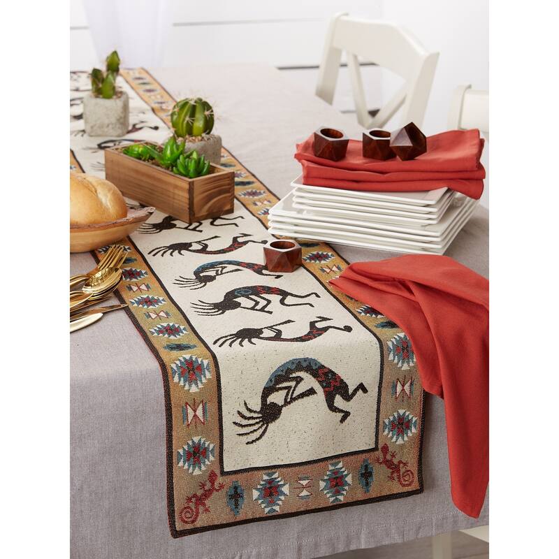 DII Hacienda Stripe Kitchen Textiles, 13x72", Kokopelli Tapestry, 1 Piece - Table Runner, 13x72