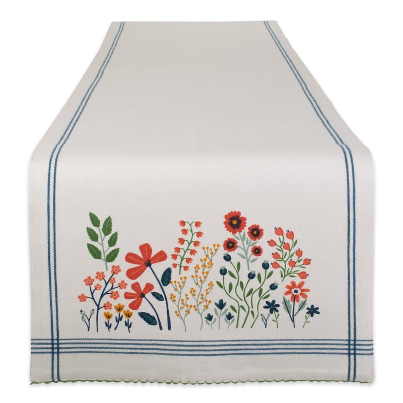 DII Flower Garden Kitchen Textiles, 14x108", Easter Garden, 1 Piece - Table Runner 14x108 - Blue Garden
