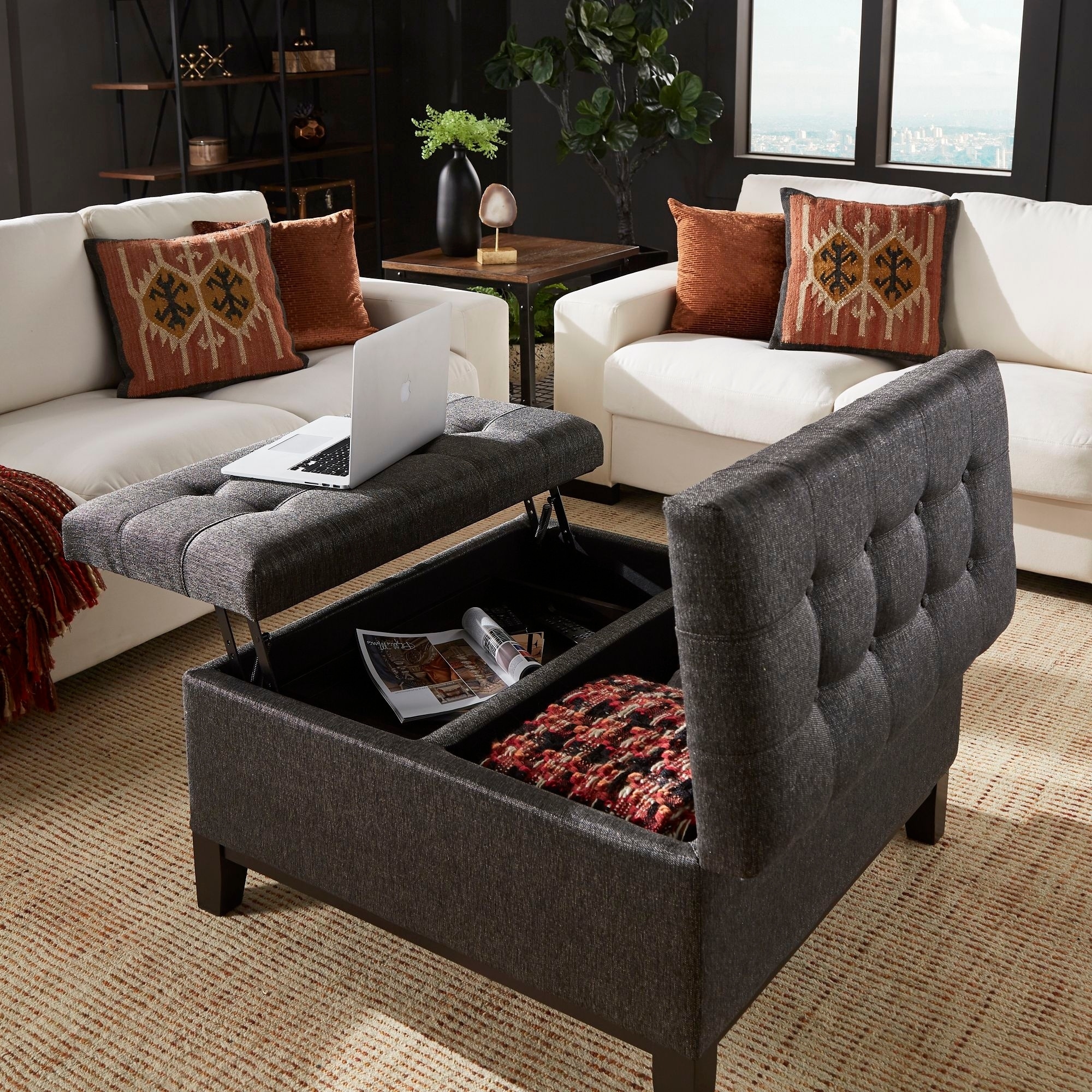 Denton Lift Top Storage Ottoman With 2 Trays By Inspire Q Classic On Sale Overstock 30481728