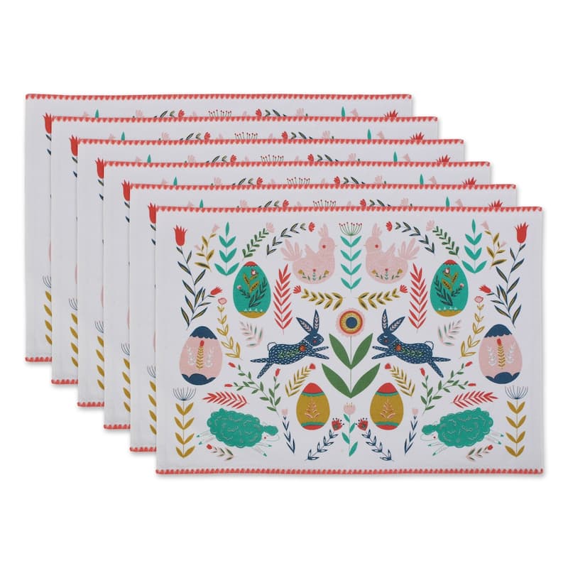 DII Easter Folk Garden Kitchen Textiles, 13x19", Easter Folk Garden, 6 Pieces - Set of 6