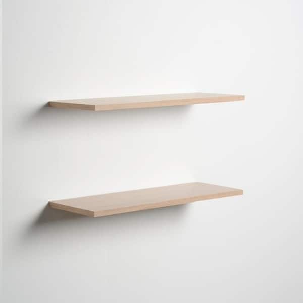 slide 1 of 7, Porch & Den Hilton Head Light Oak Slim Floating Shelves (Set of 2)