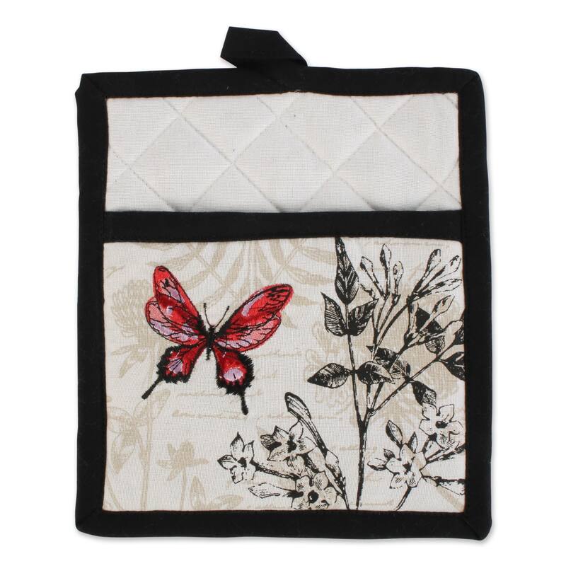 DII Botanical Print Kitchen Textiles, Apron, Potholder, and Dishtowel, Botanical, 3 Pieces