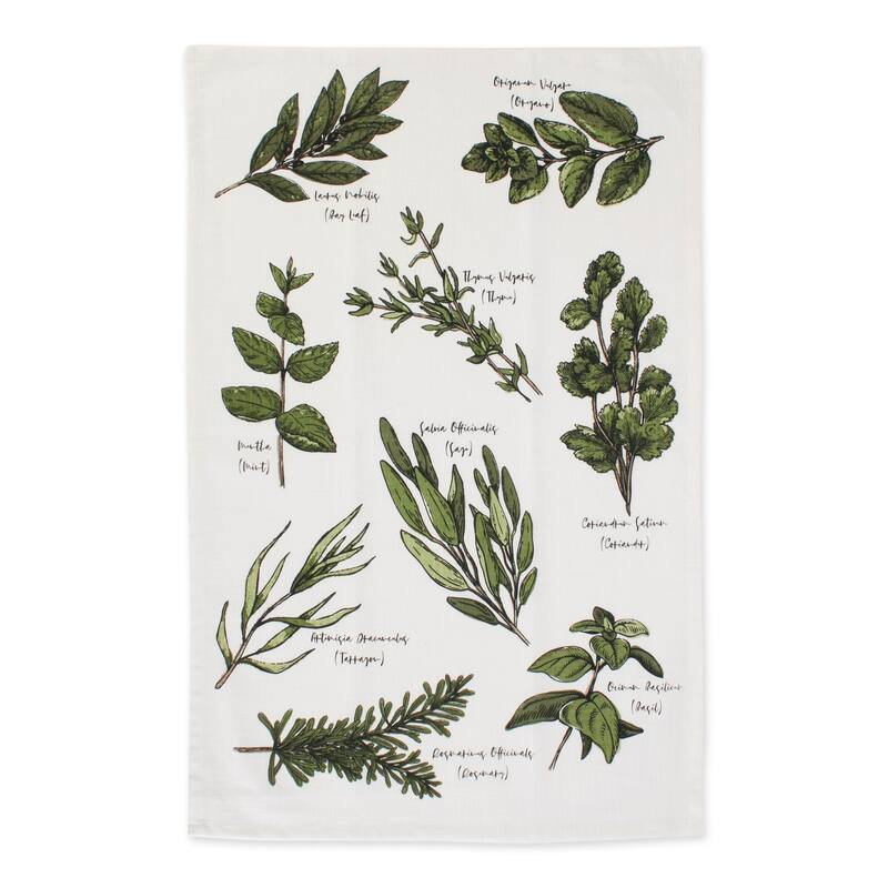 DII Fresh Herbs Kitchen Textiles, Potholder & Dishtowels, Fresh Herbs, 4 Pieces
