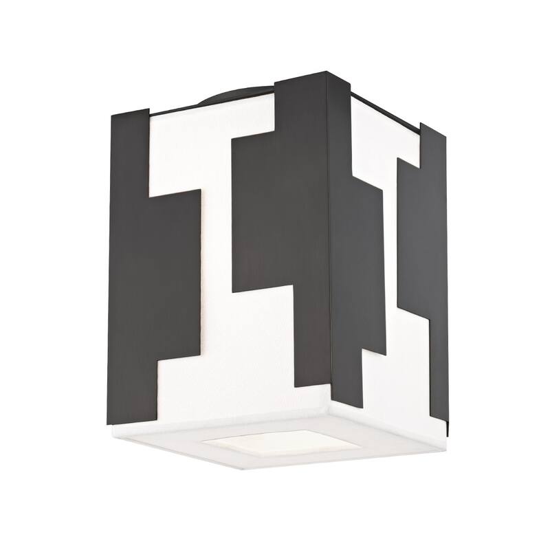 Hudson Valley Acadia 1-light Old Bronze Flush Mount, White Belgian Linen