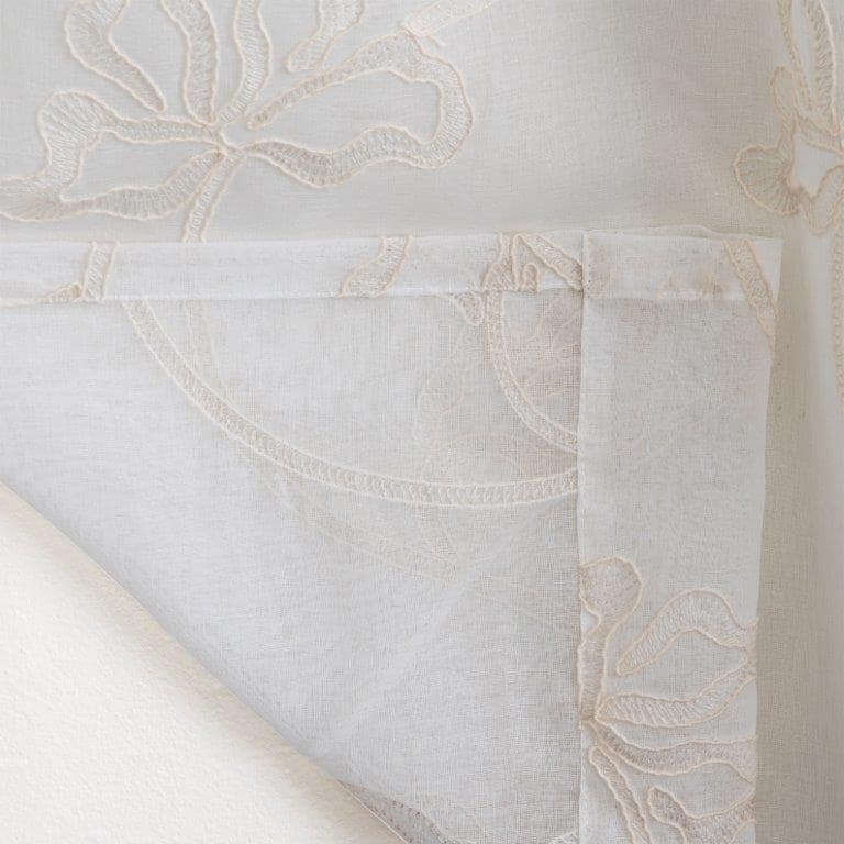 Porch & Den Supreme Embroidered Floral Semi-Sheer Rod Pocket Panel