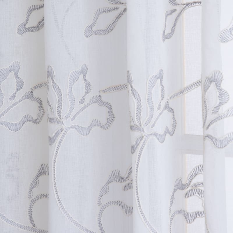 Porch & Den Supreme Embroidered Floral Semi-Sheer Rod Pocket Panel