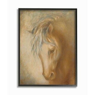 Stupell Horse Portrait Blue Yellow Animal Painting Framed Wall Art 