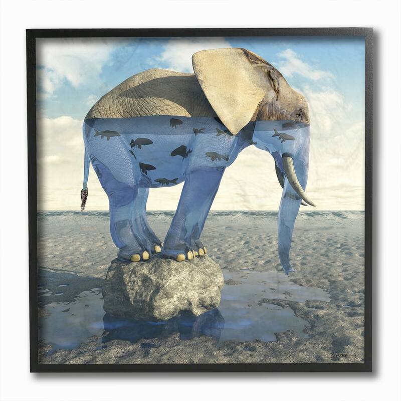 Stupell Ocean Elephant Abstract Animal Design, 12x12, Framed Wall Art