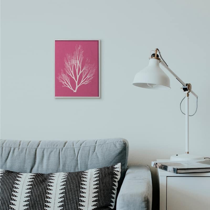 Stupell Coral Seaweed Magenta White Beach Design Framed Wall Art, Design by Vision Studio