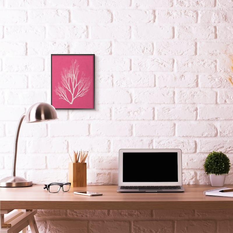 Stupell Coral Seaweed Magenta White Beach Design Framed Wall Art, Design by Vision Studio