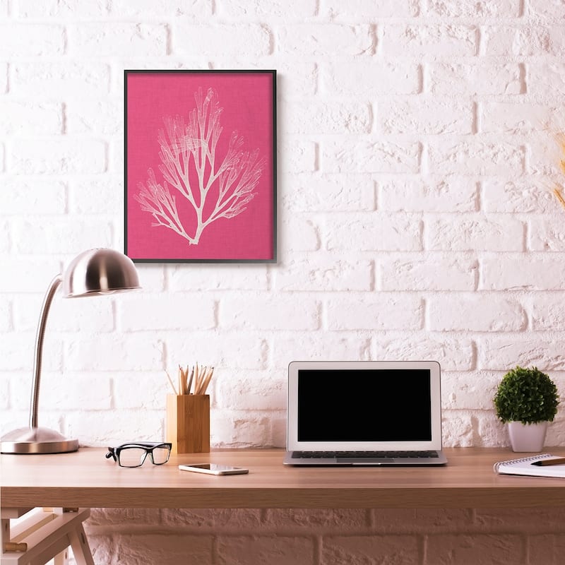 Stupell Coral Seaweed Magenta White Beach Design Framed Wall Art, Design by Vision Studio