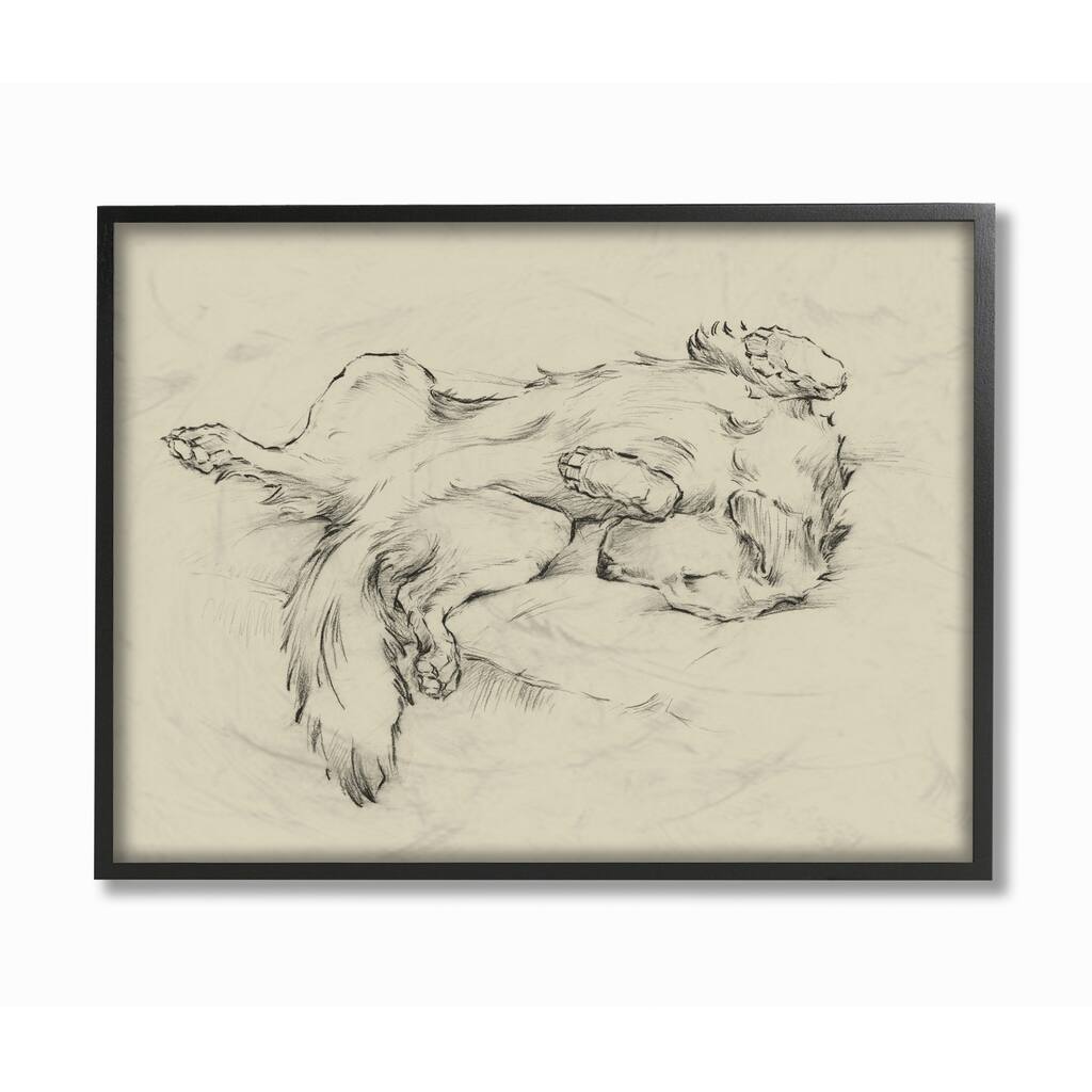 Stupell Dog Napping Pet Animal Drawing Framed Wall Art, Design by Ethan Harper