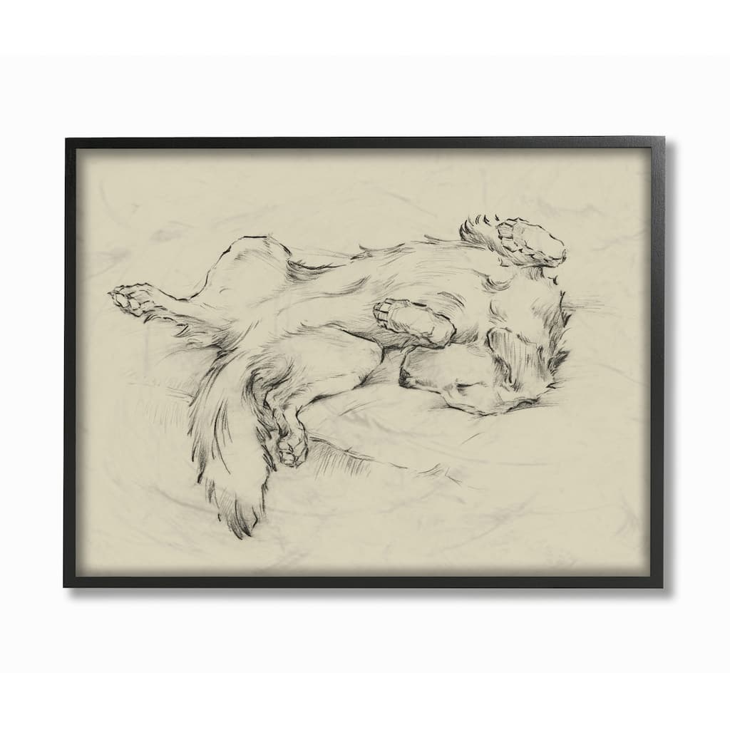 Stupell Dog Napping Pet Animal Drawing Framed Wall Art, Design by Ethan Harper