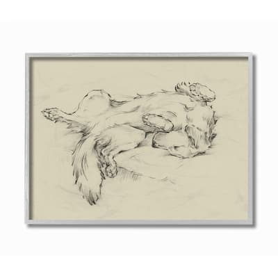 Stupell Dog Napping Pet Animal Drawing Framed Wall Art, Design by Ethan Harper